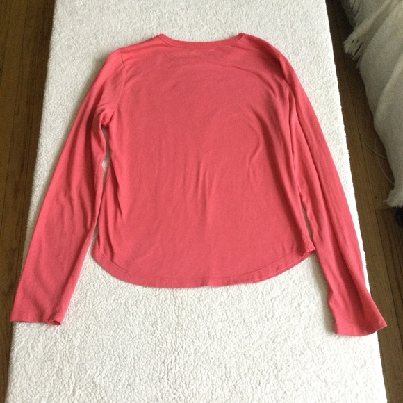 Vintage J. Crew Y2K Long Sleeve Crewneck Tee Coral - Sz Small - Picture 7 of 9